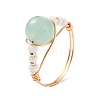 4Pcs 4 Style Natural Genmstone Wire Wrapped Finger Ring RJEW-TA00022-3