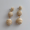 Alloy Raffia Round Beaded Dangle Stud Earrings FS-WG4318B-04-1