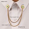 304 Stainless Steel Pave Dyed Synthetic Turquoise Hanging Chain Brooch JEWB-S021-04G-03-1