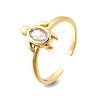 Ocean Theme Brass Micro Pave Cubic Zirconia Cuff Rings for Women RJEW-F184-17B-G-2