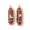 Natural Red Jasper Copper Wire Wrapped Pointed Pendants PALLOY-JF02535-04-1