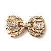 Brass Micro Pave Clear Cubic Zirconia Fold Over Clasps KK-C075-34G-1