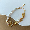 Brass Micro Pave Clear Cubic Zirconia Oval with Tulip Link Bracelets for Women FS-WG76AA2-02-1