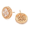 Rack Plating Flower Brass Clear Cubic Zirconia Stud Earrings EJEW-M090-22G-2