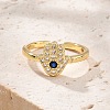Rack Plating Brass Micro Pave Cubic Zirconia Open Cuff Finger Rings for Women RJEW-M028-98G-3