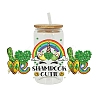 Saint Patrick's Day Theme PET Clear Film Green Shamrock Rub on Transfer Stickers for Glass Cups PW-WG24181-07-1