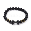 Natural Black Agate(Dyed) Beads Stretch Bracelets BJEW-JB04801-2