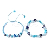 2Pcs Adjustable Natural Mixed Gemstone Braided Bracelet Sets BJEW-JB10994-1