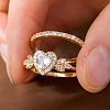 Alloy Micro Pave Cubic Zirconia Finger Rings Sets for Women FS-WGC007F-04-2