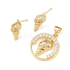 Brass Micro Pave Cubic Zirconia Pendant & Stud Earrings Sets for Women SJEW-F227-01C-G-2