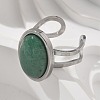 Oval Natural Green Aventurine Finger Rings RJEW-M062-02P-17-5