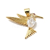 Bird Brass Micro Pave Clear Cubic Zirconia Pendants KK-G419-28G-2