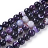 Natural Striped Agate/Banded Agate Beads Strands G-G582-4mm-52-1
