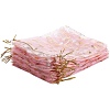 100Pcs Gold Stamping Heart Organza Gift Bags OP-PH0001-37B-7