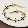 Brass Enamel Micro Pave Clear Cubic Zirconia Cross Link Chain Bracelets for Women BJEW-G764-02G-3
