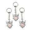 Natural Rose Quartz Heart with Wing Pendant Keychain G-Z033-04P-02-1