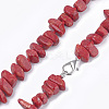 Sea Bamboo Coral(Imitation Coral) Beaded Necklaces NJEW-S414-18-2