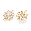 Brass Pave Clear Cubic Zirconia Connector Charms KK-N284-14G-2