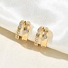 Two-layer C-Shaped Brass Micro Pave Clear Cubic Zirconia Cuff Earrings LS-EJEW-L316-01G-04-2