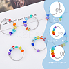 DICOSMETIC 10Pcs 2 Style Rainbow Color Glass Beaded Rotating Open Cuff Rings Set RJEW-DC0001-15-4