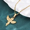 304 Stainless Steel Cupid Pendant Necklaces NJEW-H059-31G-3