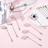 60Pcs Leaf Stainless Steel Round Tray Stick Lapel Pins JEWB-SC0001-75B-3