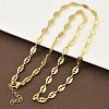 Oval with Hollow Heart Brass Link Chain Necklaces for Women NJEW-K271-06G-1