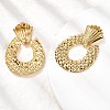 304 Stainless Steel Oval Dangle Stud Earrings EJEW-K268-40G-3