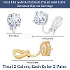 4 Pairs 2 Colors Flat Round Brass Pave 3A Cubic Zirconia Clip-on Earrings for Women EJEW-BBC0001-58-2
