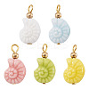 5Pcs Glazed Nautilus Seashell Shape Porcelain Pendants PALLOY-TAC0222-3