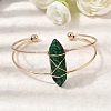 Brass Wire Wrapped Synthetic Malachite Hexagon Point Cuff Bangles for Women BJEW-L719-01G-06-1-2
