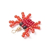 Copper Wire Wrapped Faceted Natural Black Spinel and Glass Seed Beaded Sea Animals Pendants PALLOY-MZ01087-4