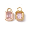 Pink Glass Rectangle Pendants KK-I696-10G-01-1