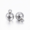 Tarnish Resistant 201 Stainless Steel Round Ball Charms X-STAS-H376-34-2