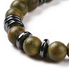 4Pcs Wood and Non-Magnetic Synthetic Hematite Braided Bead Bracelets Set BJEW-JB08941-5