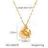 Ocean Theme Natural Shell & 304 Stainless Steel Pendant Dapped Chain Necklaces for Women FS-WG58500-04-1