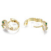 Green Cubic Zirconia Snake Huggie Hoop Earring EJEW-N011-46J-NF-3