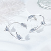 2Pcs 2 Styles Leaf Alloy Micro Pave Clear Cubic Zirconia Cuff Earrings EJEW-LP0013-19P-3