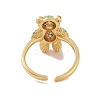 Cubic Zirconia Bear Open Cuff Ring RJEW-P083-01G-01-3