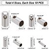40Pcs 4 Style 304 Stainless Steel Cord Ends STAS-UN0029-93-5