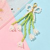 Bowknot & Flower Glass Seed Pendant Decoration HJEW-TA00311-01-2