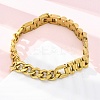 304 Stainless Steel Cuban Link & Panther chain Bracelets for Women Men BJEW-R018-11G-1