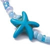 Glass Seed & Synthetic Turquoise Starfish Beaded Stretch Bracelet for Women BJEW-JB09709-01-3