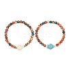 2Pcs Synthetic Ocean White Jade & Synthetic Turquoise Turtle Beads Stretch Bracelets for Women Men BJEW-JB13640-2