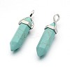 Synthetic Turquoise Bullet Double Terminated Pointed Pendants G-F171-16-1