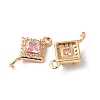 Brass Micro Pave Clear Cubic Zirconia Rhombus Links Connector Charms KK-C062-004G-2