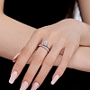 Anti-Tarnish Rhodium Plated 925 Sterling Silver Teardrop Finger Rings RJEW-Z040-07P-3