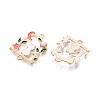 Alloy Enamel with ABS Imitation Pearl Cat Back with Swing Connector Charms PALLOY-T092-60-2