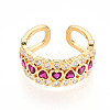 Brass Micro Pave Cubic Zirconia Cuff Rings for Women KK-T074-24G-2