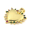 Heart Rack Plating Brass Micro Pave Colorful Cubic Zirconia Pendants KK-Z053-01G-2
